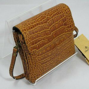 PATRICIA NASH BALLURI COGNAC DISTRESSED VINTAGE CROC CROSSBODY